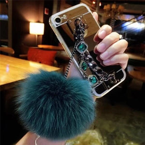 Fluffy Ball Mirror Phone Case